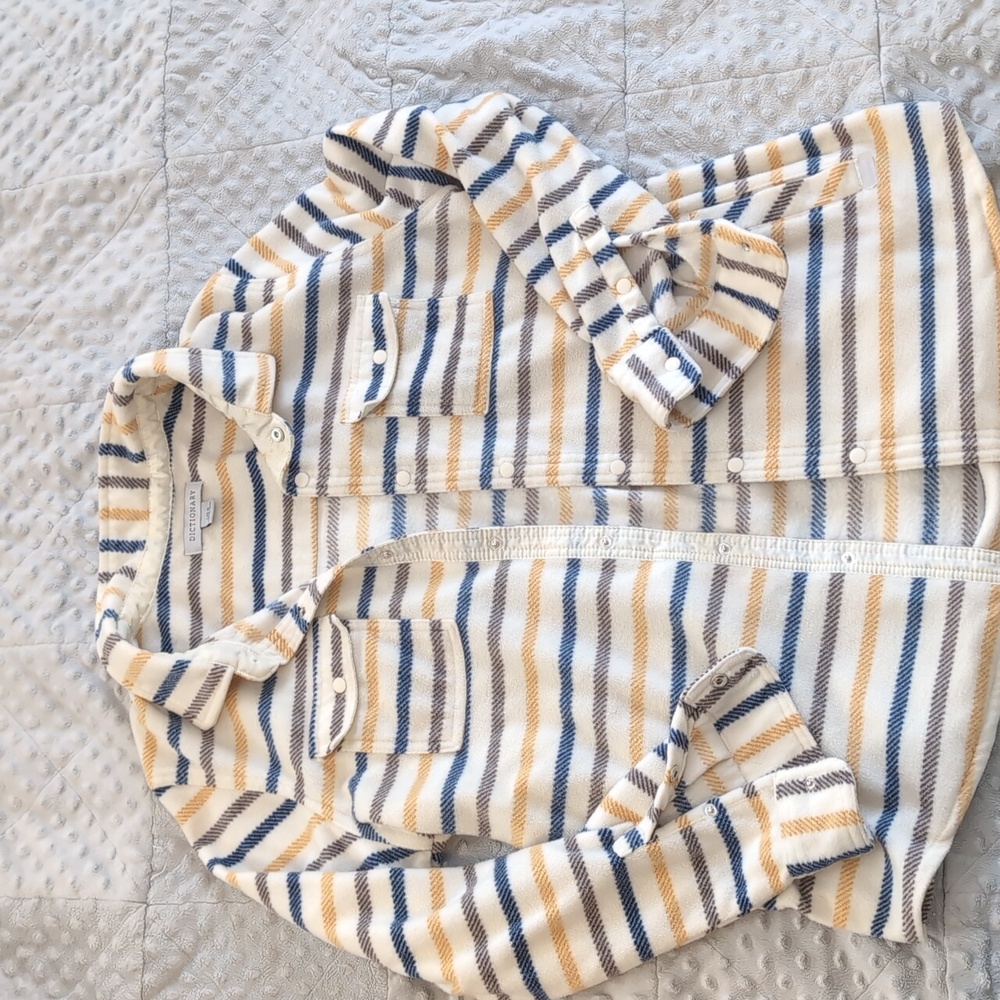 Super Soft Fleece Striped Button Up